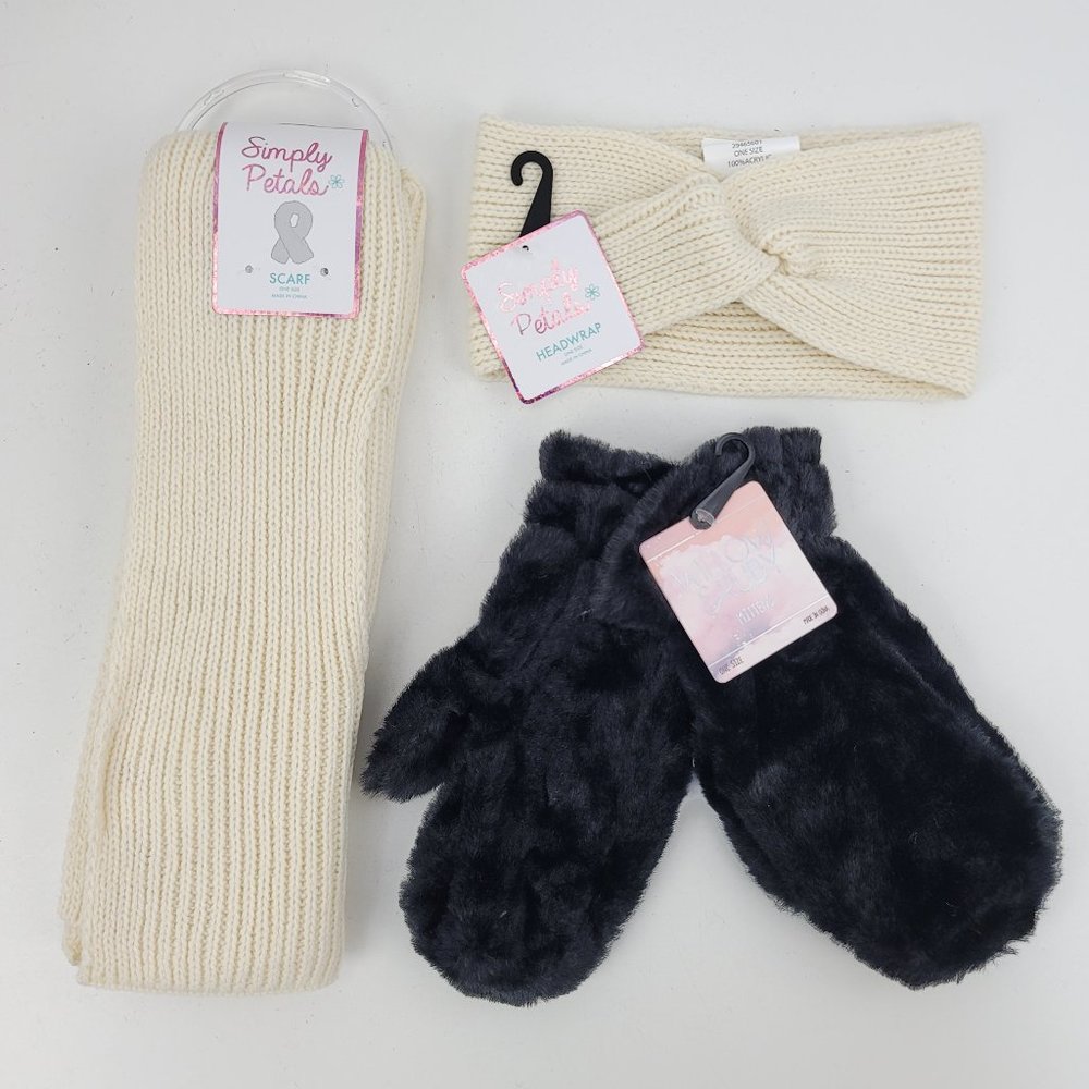 New Lot Womens Willow & Ruby Mittens + Simply Petals Scarf & Headwrap Ear Warmer
